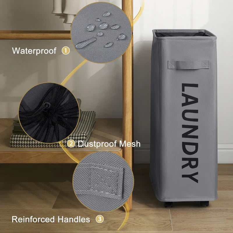 Rolling Mesh Laundry Basket with wheels سلة غسيل شبكية متحركة بعجلات