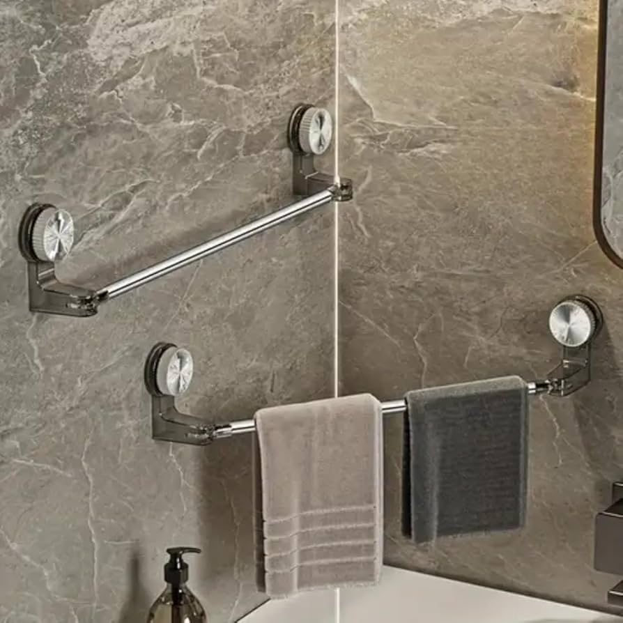 Adjustable Towel Rack – Drill-Free Strong Suction حامل مناشف قابل للتعديل بدون حفر بشفط قوي