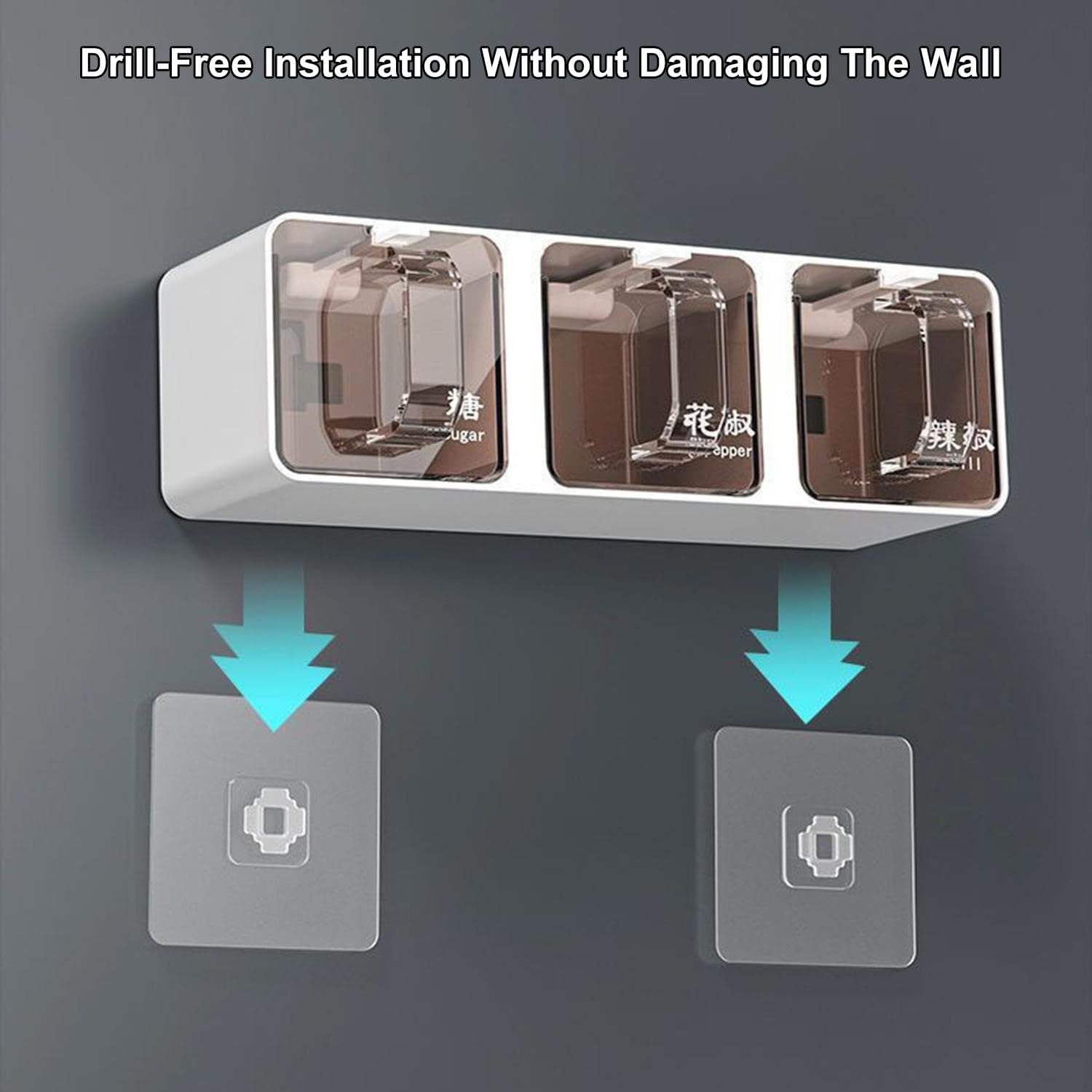 Wall Mount Spice Rack With Spoons رف توابل جداري مع ملاعق