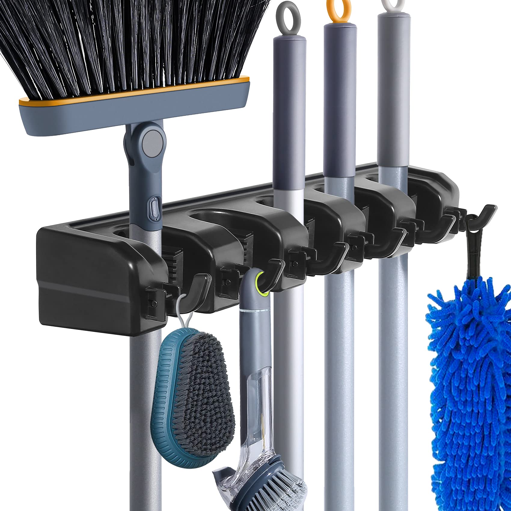 Wall Mount Mop Holder with Hooks Heavy Duty حامل ممسحة جداري بخطاطيف متين