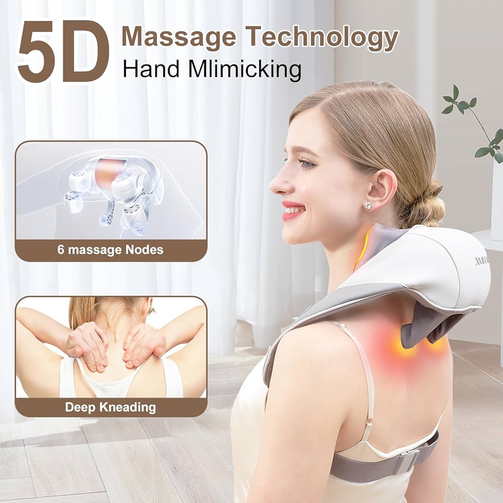 Shiatsu Neck Massager with Heat - Full Body Pain Relief مدلك رقبة شياتسو بالحرارة لتخفيف آلام الجسم