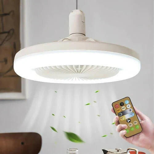 Socket Lamp Fan Light Cooler With Remote Control مروحة مع إضاءة