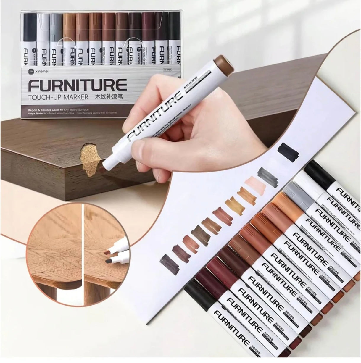 FURNITURE SCRATCH REPAIR KIT (SET OF 20) طقم إصلاح خدوش الأثاث (20 قطعة)