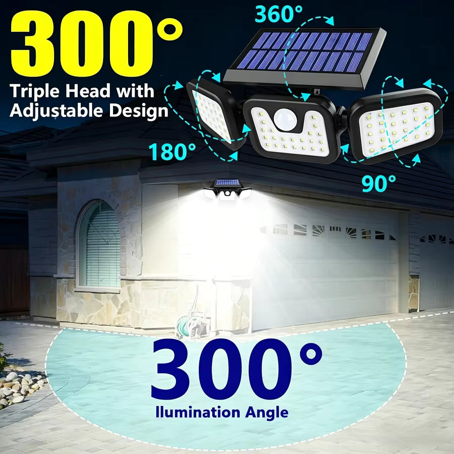 Triple-Head Solar Power Security Light كشاف أمني بالطاقة الشمسية ثلاثي الرؤوس