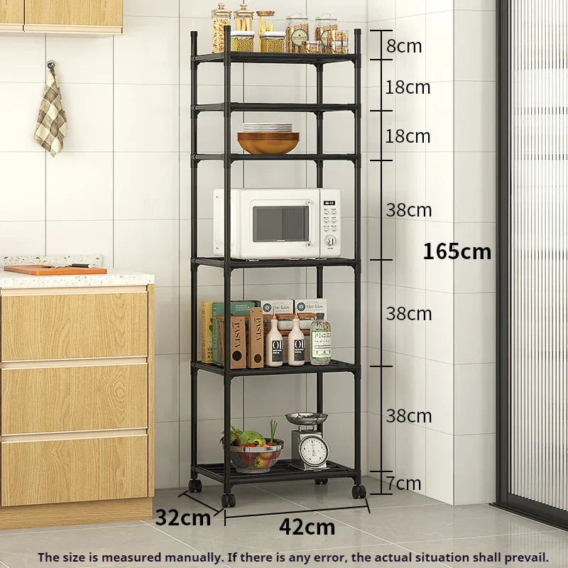 Steel Heavy Duty 6 Tier Rolling Kitchen Storage Shelves رفوف تخزين مطبخ متحركة 6 طوابق فولاذ