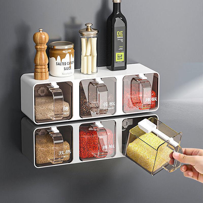 Wall Mount Spice Rack With Spoons رف توابل جداري مع ملاعق