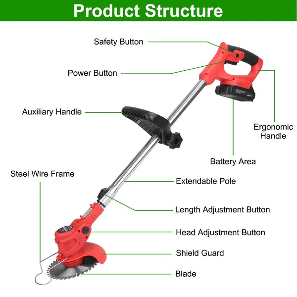 GardenMate™ - 3 in 1 Cordless Electric Grass Lawn Mower جزازة عشب كهربائية لاسلكية
