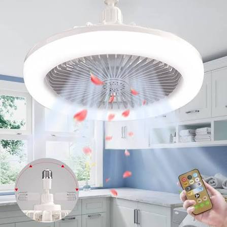 Socket Lamp Fan Light Cooler With Remote Control مروحة مع إضاءة