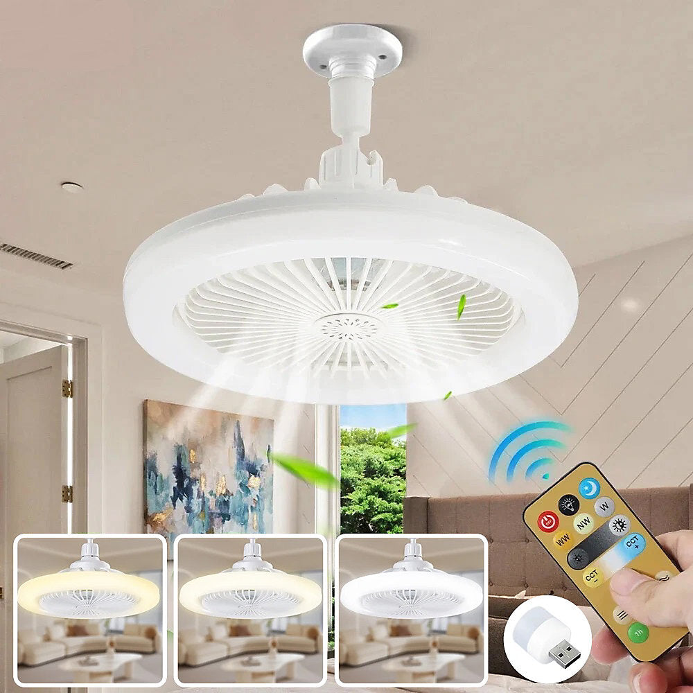 Socket Lamp Fan Light Cooler With Remote Control مروحة مع إضاءة