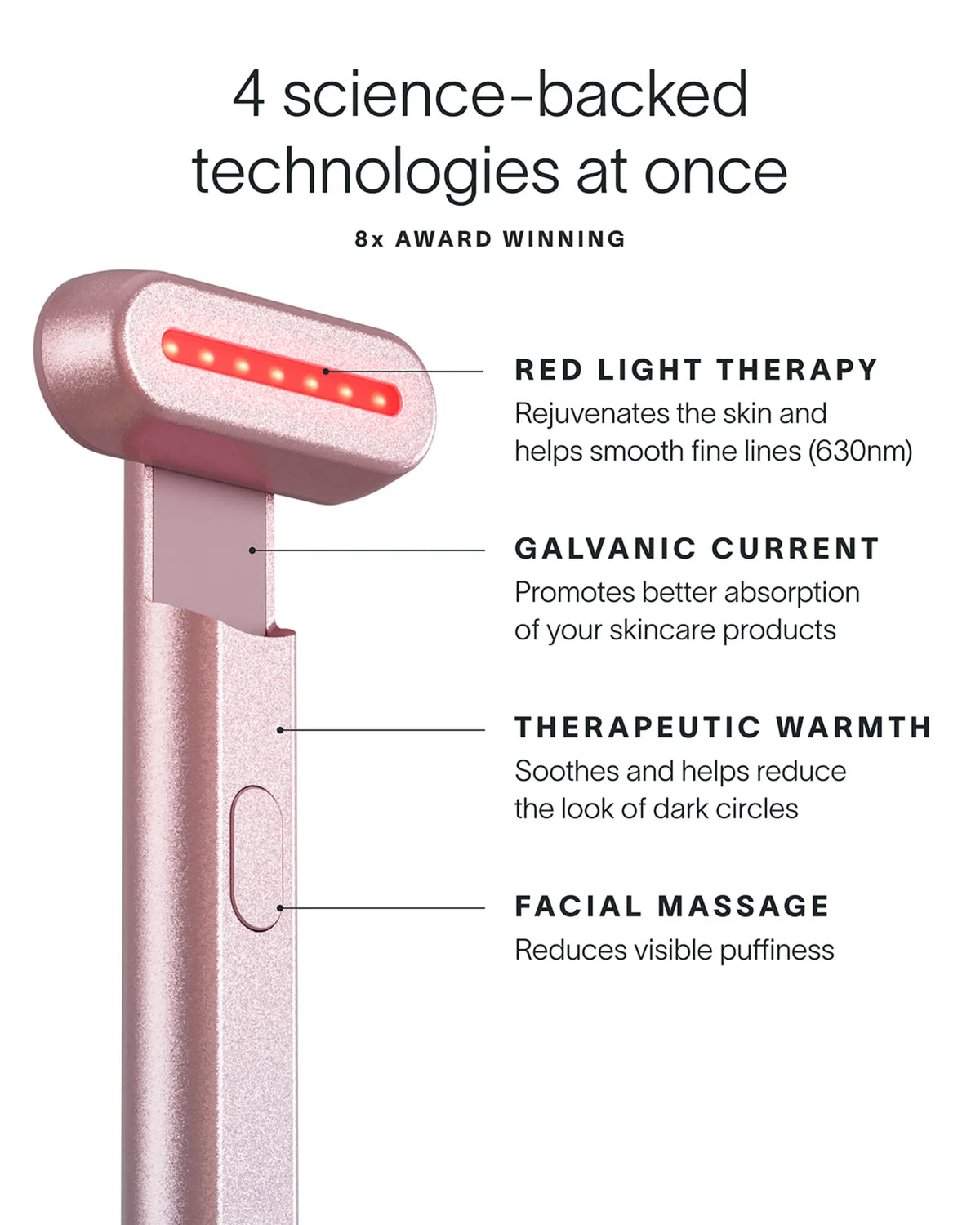 Radiant Renewal Skincare Wand with Red Light Therapy عصا العناية بالبشرة بالضوء الأحمر