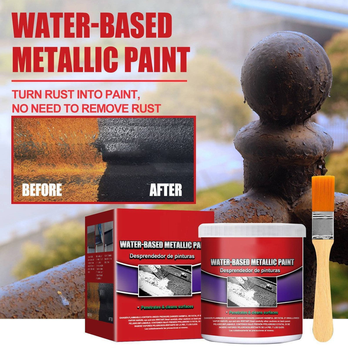 Water-Based Rust Remover Weather-Proof Long Lasting مزيل صدأ مائي مقاوم للطقس طويل الأمد
