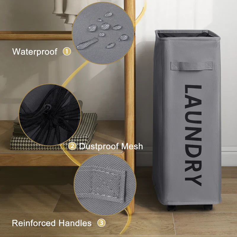 Rolling Mesh Laundry Basket with wheels سلة غسيل شبكية متحركة بعجلات