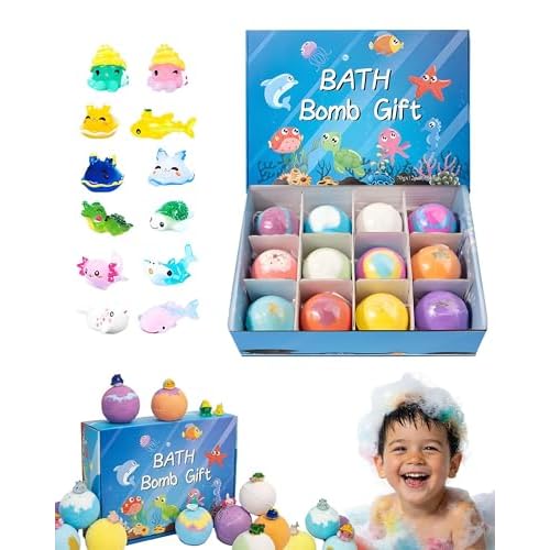 Bath Bombs with Toys (PACK OF 12) كرات استحمام فوّارة مع ألعاب مفاجأة