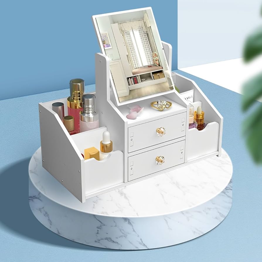 Wooden Vanity Makeup Organizer منظم مكياج خشبي