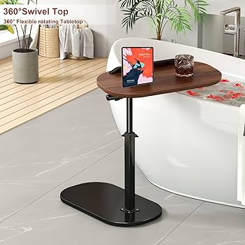 Adjustable Height 360° Swivel C-Shaped Side Table طاولة جانبية قابلة للتعديل
