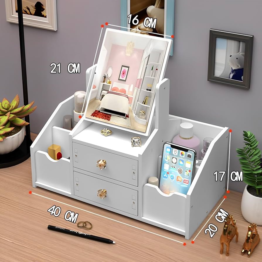 Wooden Vanity Makeup Organizer منظم مكياج خشبي