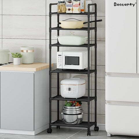 Steel Heavy Duty 6 Tier Rolling Kitchen Storage Shelves رفوف تخزين مطبخ متحركة 6 طوابق فولاذ