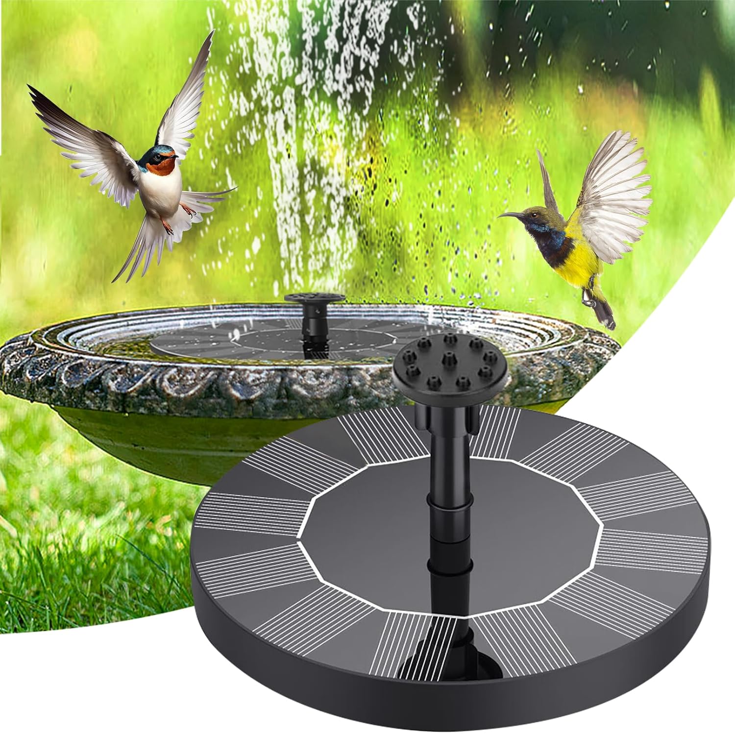 Solar Powered Water Fountain نافورة مائية تعمل بالطاقة الشمسية