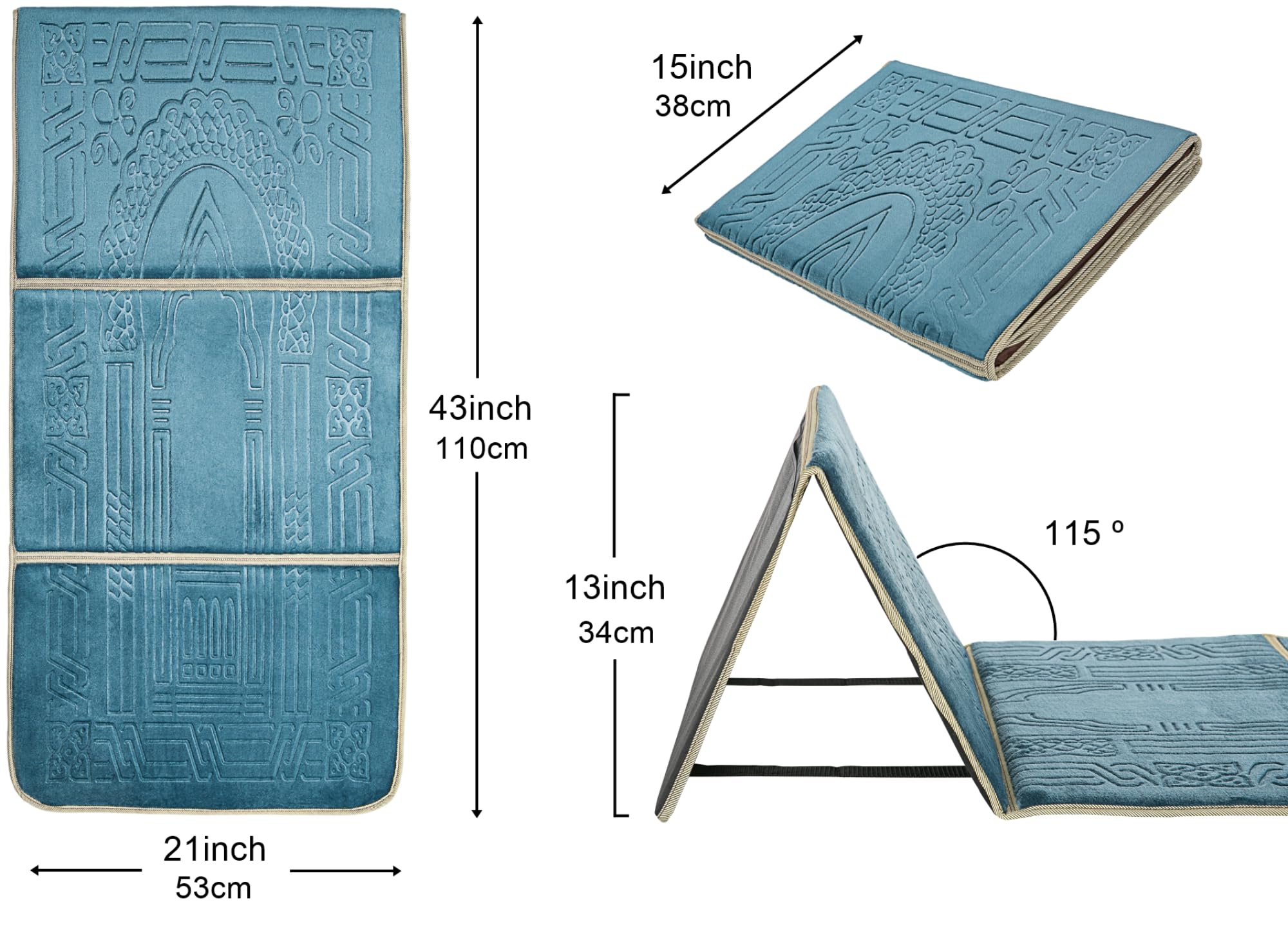 Foldable prayer mat with backrest سجادة صلاة قابلة للطي مع مسند ظهر