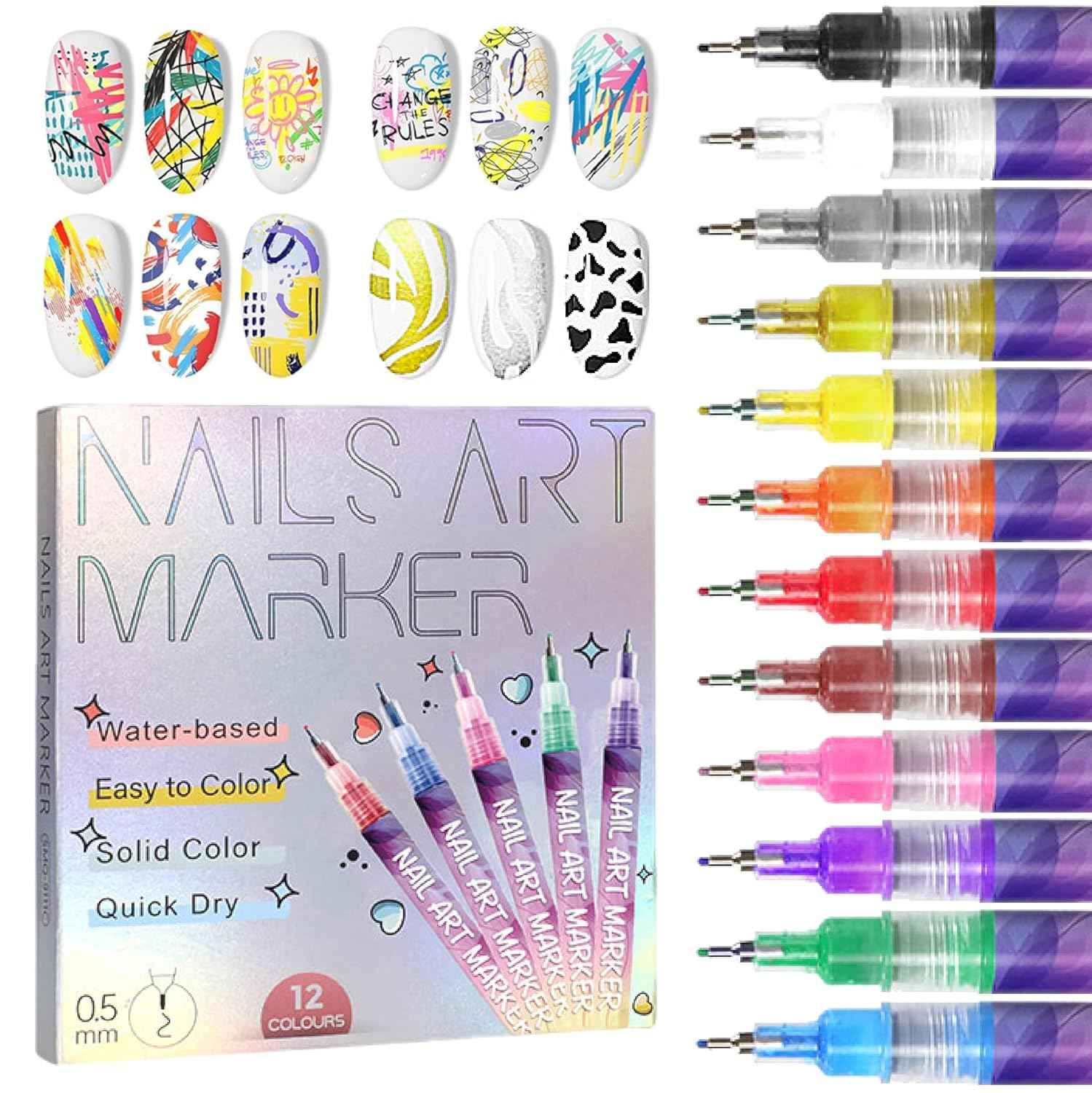 Colorful Nail Art Pens 12PCS Set