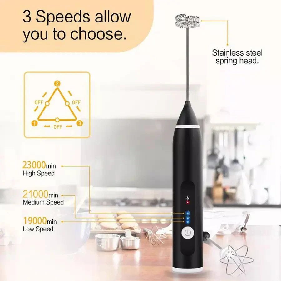 2 in 1 Rechargeable Foam Maker & Egg Beater صانع رغوة وخفاقة بيض قابل للشحن 2 في 1